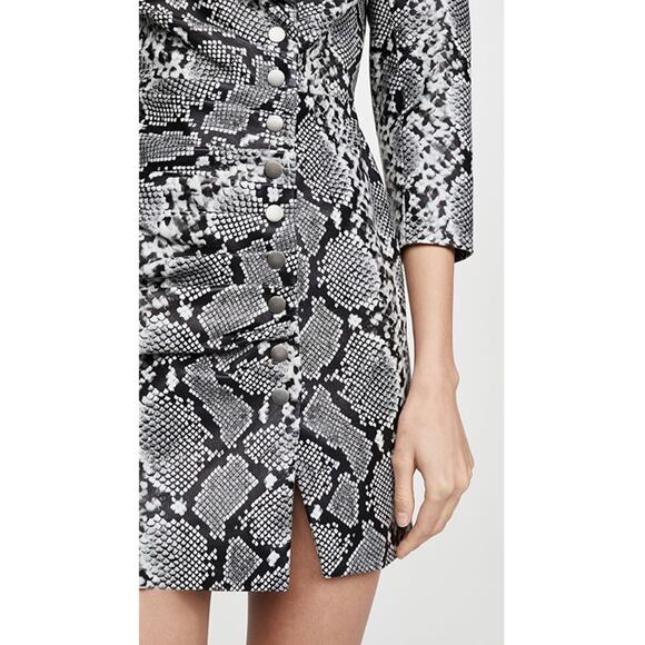 Retrofête Leather Willa Dress in Silver Snakeskin, XS - Picture 4 of 12